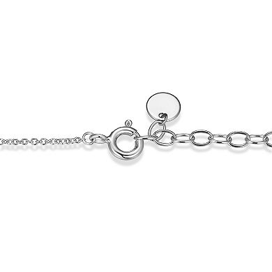 Classic Treasures Sterling Silver Rhodium Plated Lab-Created Sapphire & 1/14 Carat T.W. Lab-Grown Diamond Necklace