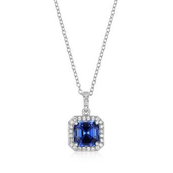 Classic Treasures Sterling Silver Sapphire 1/4 Carat T.W. Lab-Grown Diamond Pendant Necklace