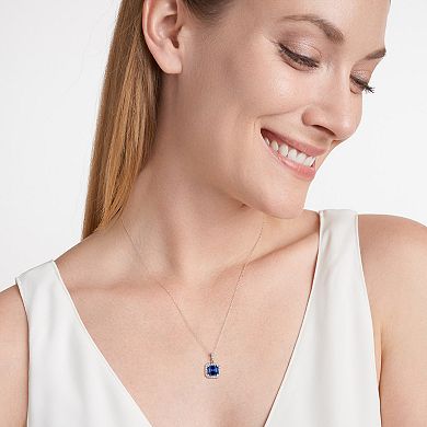 Classic Treasures Sterling Silver Sapphire 1/4 Carat T.W. Lab-Grown Diamond Pendant Necklace