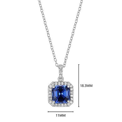 Classic Treasures Sterling Silver Sapphire 1/4 Carat T.W. Lab-Grown Diamond Pendant Necklace