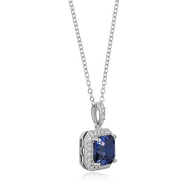 Classic Treasures Sterling Silver Sapphire 1/4 Carat T.W. Lab-Grown Diamond Pendant Necklace