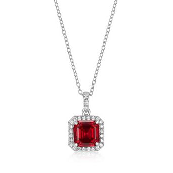 Classic Treasures Sterling Silver Ruby 1/4 Carat T.W. Lab-Grown Diamond Pendant Necklace