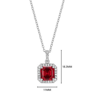 Classic Treasures Sterling Silver Ruby 1/4 Carat T.W. Lab-Grown Diamond Pendant Necklace
