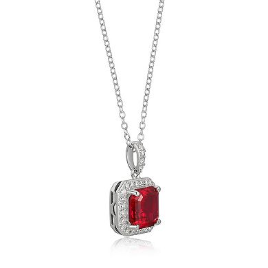 Classic Treasures Sterling Silver Ruby 1/4 Carat T.W. Lab-Grown Diamond Pendant Necklace