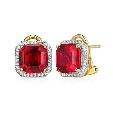 Classic Treasures Sterling Silver Lab-Created Ruby & 1/3 Carat T.W. Lab-Grown Diamond Stud Earrings