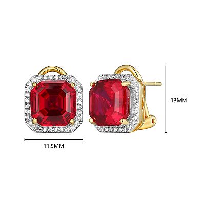 Classic Treasures Sterling Silver Lab-Created Ruby & 1/3 Carat T.W. Lab-Grown Diamond Stud Earrings