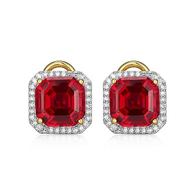 Classic Treasures Sterling Silver Lab-Created Ruby & 1/3 Carat T.W. Lab-Grown Diamond Stud Earrings