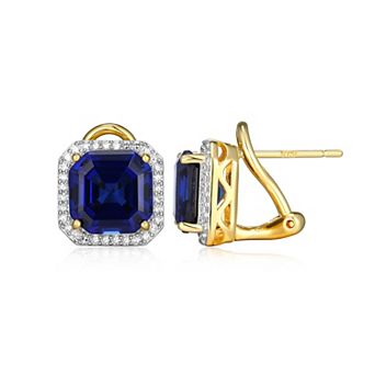 Classic Treasures Sterling Silver Lab-Created Sapphire & 1/3 Carat T.W. Lab-Grown Diamond Stud Earrings