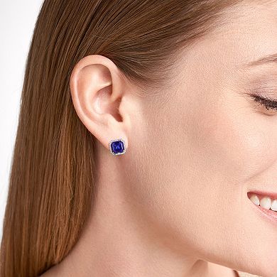 Classic Treasures Sterling Silver Lab-Created Sapphire & 1/3 Carat T.W. Lab-Grown Diamond Stud Earrings