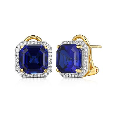 Classic Treasures Sterling Silver Lab-Created Sapphire & 1/3 Carat T.W. Lab-Grown Diamond Stud Earrings