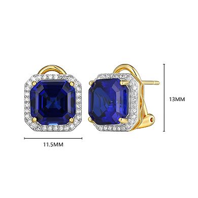 Classic Treasures Sterling Silver Lab-Created Sapphire & 1/3 Carat T.W. Lab-Grown Diamond Stud Earrings