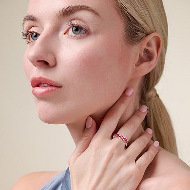 Classic Treasures 18k Gold Over Silver Lab-Created Ruby & 1/8 Carat T.W. Lab-Grown Diamond Marquise Ring