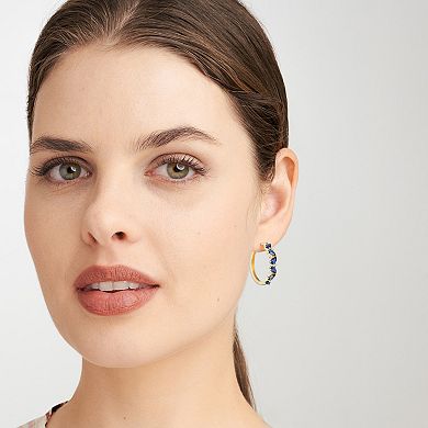 Classic Treasures 18k Gold Over Silver 1/6 Carat T.W. Lab-Grown Diamond & Lab-Created Sapphire Huggie Hoop Earrings