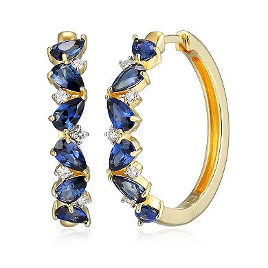 Classic Treasures 18k Gold Over Silver 1/6 Carat T.W. Lab-Grown Diamond & Lab-Created Sapphire Huggie Hoop Earrings
