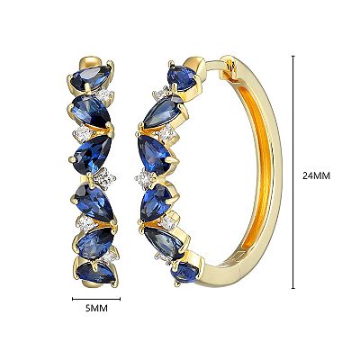 Classic Treasures 18k Gold Over Silver 1/6 Carat T.W. Lab-Grown Diamond & Lab-Created Sapphire Huggie Hoop Earrings