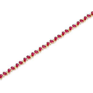 Classic Treasures Sterling Silver Lab-Created Ruby & 1/3 Carat T.W. Lab-Grown Diamond Tennis Bracelet