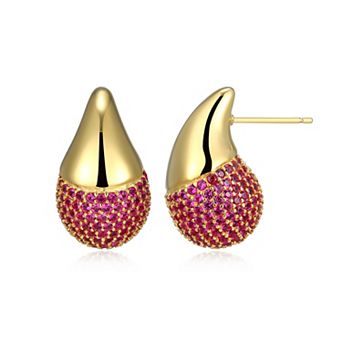 Classic Treasures 18k Gold Over Silver Lab-Created Ruby Teardrop Earrings