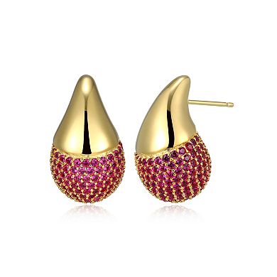 Classic Treasures 18k Gold Over Silver Lab-Created Ruby Teardrop Earrings