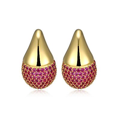 Classic Treasures 18k Gold Over Silver Lab-Created Ruby Teardrop Earrings