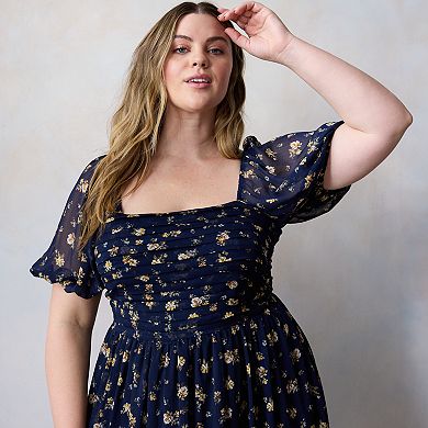 Plus Size LC Lauren Conrad Pleated Bodice Midi Dress