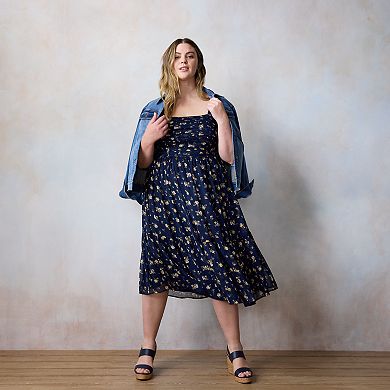 Plus Size LC Lauren Conrad Pleated Bodice Midi Dress