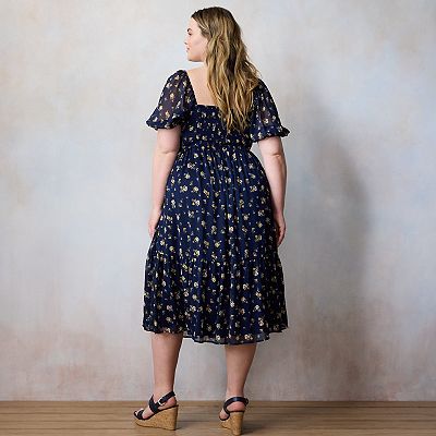 knee length dresses for ladies Lace Pleated Dresses Half Sleeve Plus Size Cocktail Dress – AOMEI DRESS main image 0