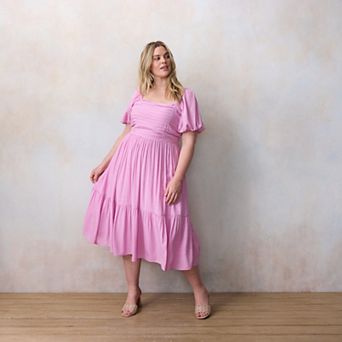 Plus Size LC Lauren Conrad Pleated Bodice Midi Dress