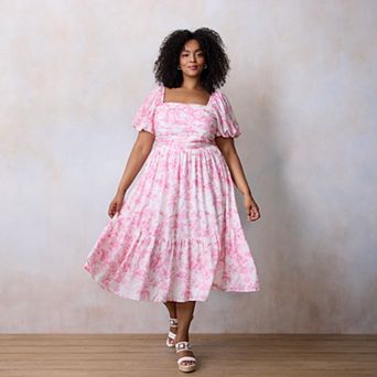 Plus Size LC Lauren Conrad Pleated Bodice Midi Dress