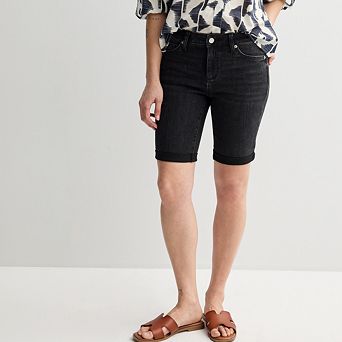 Petite Sonoma Goods For Life® Roll Cuff Denim Bermuda Shorts