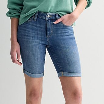 Petite Sonoma Goods For Life® Roll Cuff Denim Bermuda Shorts
