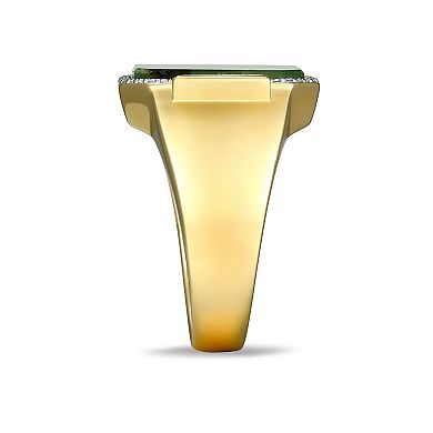 Men's Dynasty Jade 18k Gold over Sterling Silver Jade, Lab-Created Ruby & Lab-Created White Sapphire Ring