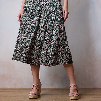 Women's LC Lauren Conrad Floral Crepe Godet Midi Skirt