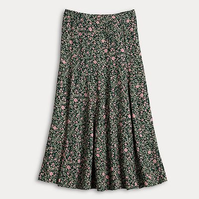 Women's LC Lauren Conrad Floral Crepe Godet Midi Skirt