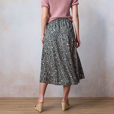 Women's LC Lauren Conrad Floral Crepe Godet Midi Skirt