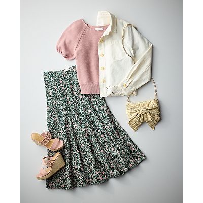 Women's LC Lauren Conrad Floral Crepe Godet Midi Skirt