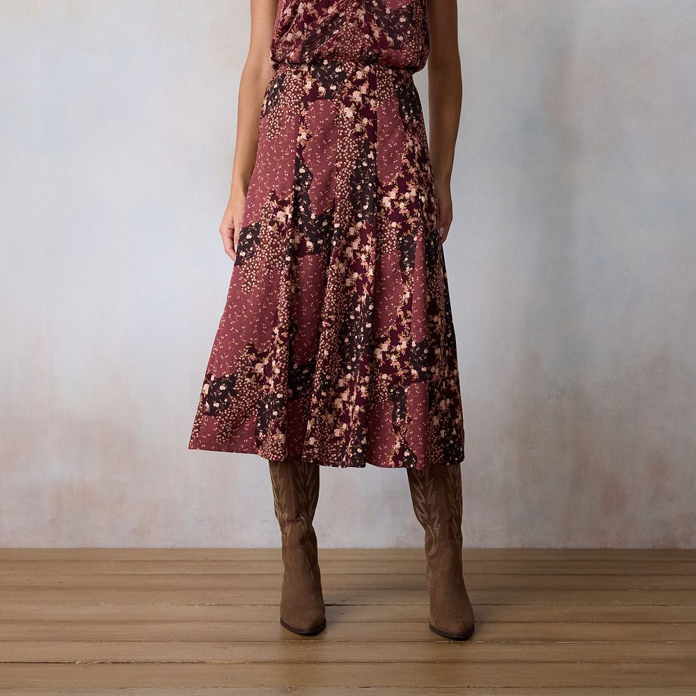 Women's LC Lauren Conrad Floral Crepe Godet Midi Skirt
