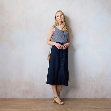 Women's LC Lauren Conrad Button-Front Midi Skirt