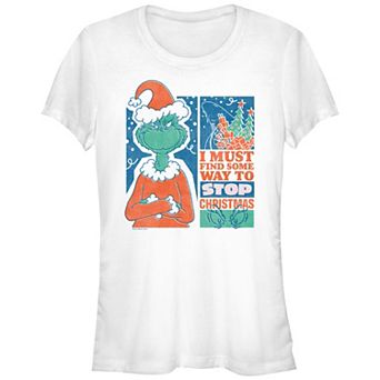 Juniors' Dr. Seuss Grinch Must Stop Christmas Fitted Graphic Tee