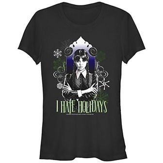 Juniors' Wednesday I Hate Holidays Fitted Graphic Tee