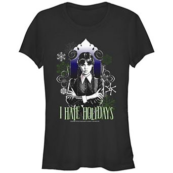 Juniors' Wednesday I Hate Holidays Fitted Graphic Tee