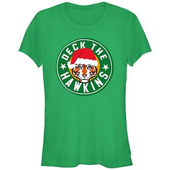 Juniors' Stranger Things Deck The Hawkins Fitted Graphic Tee
