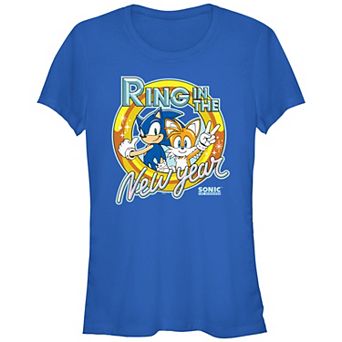 Juniors' Sonic the Hedgehog Ring In The New Year Fitted Graphic Tee