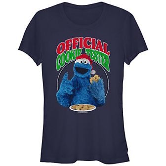 Juniors' PBS Kids Sesame Street Cookie Monster Official Christmas Cookie Tester Fitted Graphic Tee