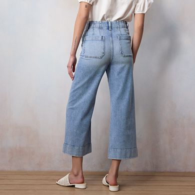 Petite LC Lauren Conrad Super High Rise Wildflower Wide Leg Cropped Pants