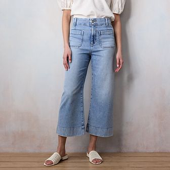 Petite LC Lauren Conrad Super High Rise Wildflower Wide Leg Cropped Pants