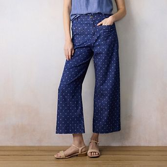 Petite LC Lauren Conrad Super High Rise Wildflower Wide Leg Cropped Pants