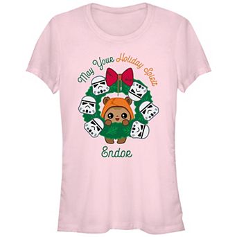 Juniors' Star Wars May Your Holiday Spirit Endor Fitted Graphic Tee
