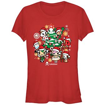 Juniors' Tokidoki Christmas Group Fitted Graphic Tee