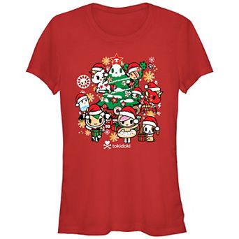 Juniors' Tokidoki Christmas Group Fitted Graphic Tee
