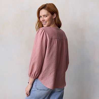Women's LC Lauren Conrad Lace Insert Button Front Top
